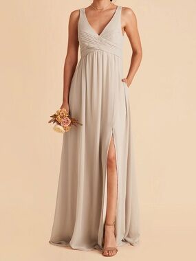 NWT Birdy Grey Laurie Chiffon Dress in Neutral Champagne